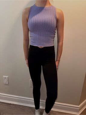 Lilac Ribbed Sleeveless Crop Top